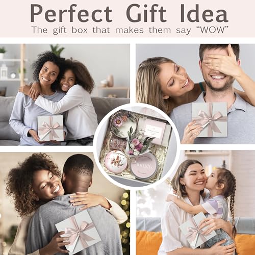 Birthday Gifts for Women ? Luxury Candle Set & Bath Sets Spa Basket, Small Orchid & Jasmine Self Care Box, Gift Basket for Mom, Wife or Friend