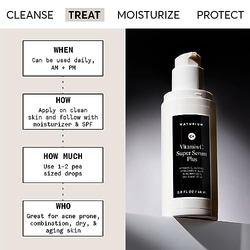 Naturium Vitamin C Super Serum Plus Jumbo, Smoothing Face Care, plus Retinol, Hyaluronic Acid, Niacinamide & Salicylic Acid, 2 oz