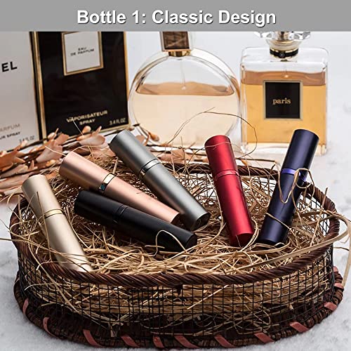 YEEJOK Refillable Perfume Atomizers, Pefume Spray Bottles, 2 Pack 5ml Portable Mini Cologne Scent Pump Case Container for Men and Women-Black+Red