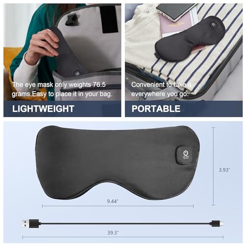 Heated Eye Mask Cordless, Warm Eye Compress for Dry Eyes Stye Blepharitis Chalazion MGD Eye Treatment, Heat Therapy to Unclog Gland, Soothe Tired and Sore Eyes (Black)