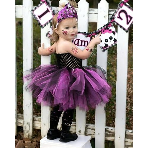 192 Pieces Bad Two The Bone Black and Pink Temporary Tattoos Stickers,20 Sheets 2nd Birthday Skeleton Themed Tattoos Stickers Party Decoration Supplies Party favors