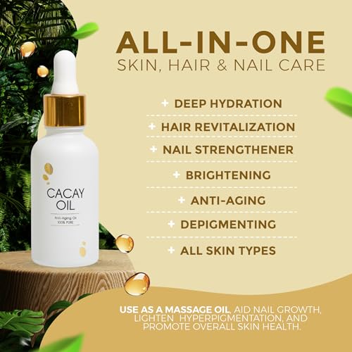Cacay Pure Anti-Aging Oil ? Natural Retinol Cacay Oil for Face, Hair, and Body | Organic Vitamin E Oil for Lip & Cuticle Care | Organic Face & Skin Oil Therapy (Cacay Oil + Spa Headband) (30ml)