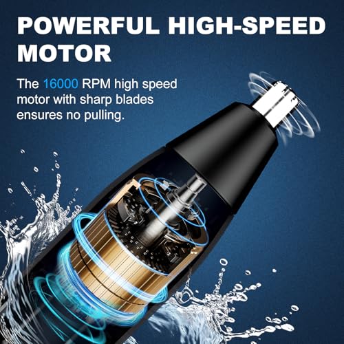 Nose Hair Trimmer for Men - 16000RPM Motor, LED Power Display, Portable Electric Ear & Eyebrow Grooming Kit, Nose Hair Cutter & Remover, Face & Body Clipper, Gift for Men