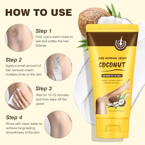 Hair Removal Cream for Women, Sensitive Depilatory Creams for Bikini, Private Areas, Pubic, Body, Legs, and Underarms, Painless Flawless Depilatory Cream