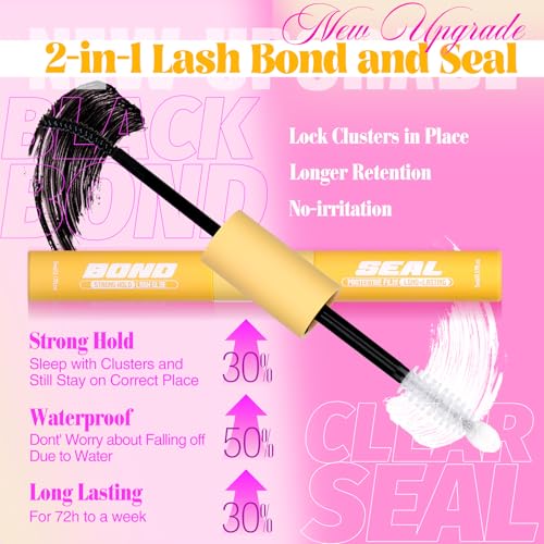 Yawamica Lash Clusters Kit Wispy Eyelash Clusters with Spikes and Bottom Lashes DIY Lash Extension Kit 10-18mm 100D Volume Individual Manga Lashes with 5-7mm Bottom Lash Clusters and Bond and Seal