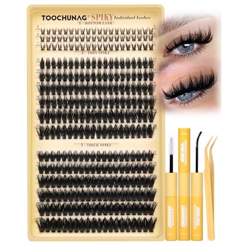 Lash Clusters Kit Manga Eyelash Clusters 300pcs DIY Lash Extension Kit with Bottom Lashes 12-20mm Anime Cluster Lashes Volume Fairy Eyelash Extensions Kit with Bond,Seal,Tweezers by TOOCHUNAG