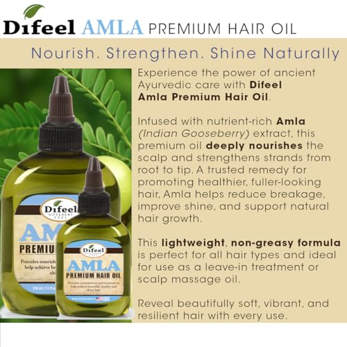 Difeel Amla Premium Hair Oil 7.1 Ounces -Amla Oil for Hair Growth, Strengthens Hair, Reduces Breakage and Supports Natural Growth