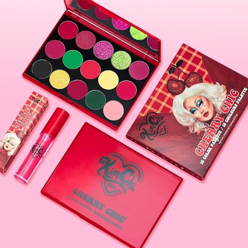 KimChiChic Beauty Cherry Chic Eyeshadow Palette - 12 Ultra Pigmented Shades, Shimmer, Matte & Glitter Finishes, Talc Free & Infused with Vitamin E, Cruelty Free, Sex Kitten, 0.68oz