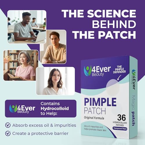 Pimple Patches for face and body | 36 Count (12mm), Invisible Hydrocolloid Acne patches ? Face Stickers for Zits, dark spot , Blemishes, Pore strips, Forehead pimple patch , Invisible spot cover