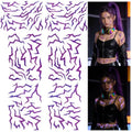 DARENYI 6 Sheets UV Shine Lightning Pattern Temporary Tattoos, Glow Tattoos in UV Blacklight for RPD, Rave Accessories, Halloween, Hunter Cosplay, Festivals, Parties, Purple