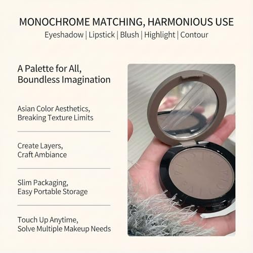 Cool-Toned Grey Contour Powder Palette with Mirror & Makeup Brush Set ? Long-Lasting Taupe Matte Finishing for Fair Pale Skin, Multi-Purpose Nose & Face Sculpting Kit, Travel-Friendly Compact