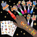 72 PCS Carnival Party Favors ? 48 PCS Luminous Tattoos & 24 PCS LED Finger Lights Combo ? Birthday Goodie Bag Fillers, Party Supplies, Gifts Light Up Toys Glow In The Dark for Boys and Girls