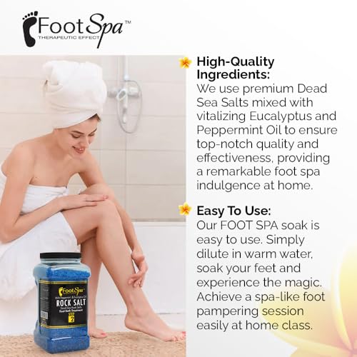Detox Foot Soak Pedicure and Bath Salt, 128 Oz - Made with Dead Sea Salts, Eucalyptus and Peppermint Oil - Hydrates, Softens and Moisturizes
