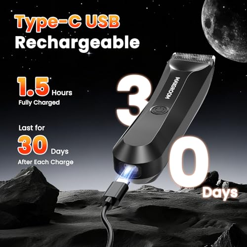 Manscape Body Hair Trimmer for Men, IPX7 Waterproof Pubic & Groin Hair Trimmer- Electric Ball Shaver with LED Light, Ceramic Blade, USB Rechargeable & Travel Pouch