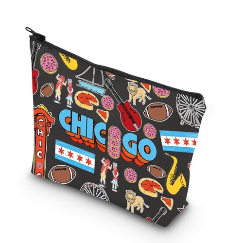 TSOTMO Chicago Souvenir Gift Chicago Welcome Makeup Bag Chicago Travel Zipper Pouch Bag (Chicago bag)
