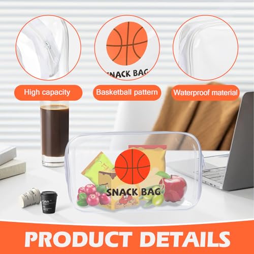 16 Pcs Basketball Snack Bags for Team Basketball Party Gift Bags Clear Basketballs Goodie Snack Treat Candy Bag for Team Ground Birthday Sports Basketballs Party Favors
