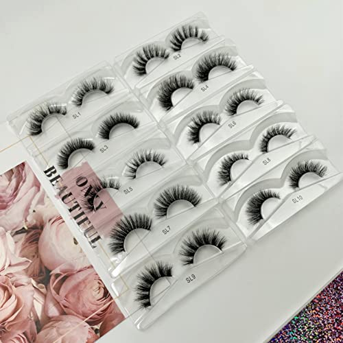 50 Pairs Faux Mink Eyelashes Wholesale Lashes Pack, Lashes Natural Look 16mm-20mm False Eyelashes Pink