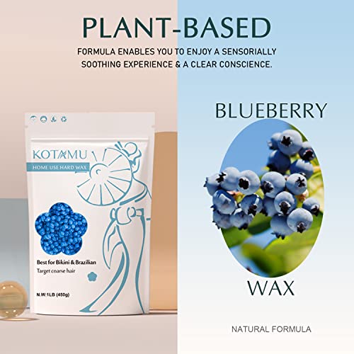 KOTAMU Waxing Kit Pink Digital for Women Men At-Home Hair Removal with 1LB Coarse Hair Formula Blue Wax Beads, Target at Bikini, Brazilian, Face, Underarms, Chest