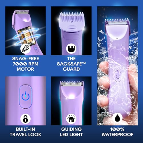 BALLS V3 The Archibald - Body and Bikini Trimmer Women - Wet/Dry, No Cuts, 100% Waterproof, Cordless - Pubic Hair Trimmer for Women and Men with Replaceable Blades