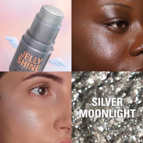 Revolution, Jelly Shine Shadow & Highlight Stick for Eyes, Face & Body with Pearlescent Shimmer Effect, Vegan & Cruelty-Free, Silver Moonlight