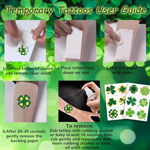 120Pcs Shamrock Temporary Tattoos Bulk - St Patricks Day Tattoos Pre Cut Design, Saint Patricks Patty Face Tattoo Stickers Adults Lucky Irish Makeup Party Favors Supplies Traditional Holiday Festival
