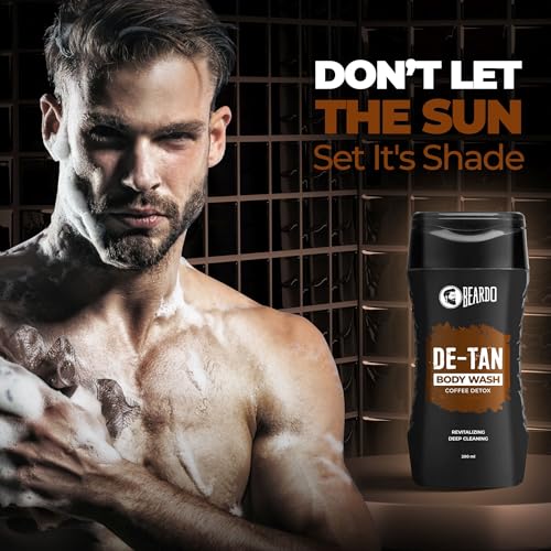 LiveMoor Beardo De-Tan Body Wash for Men, 200ml | Tan Removal| Caffeine Body Wash | With Coffee & Aloe Extracts | For Body & Face | Refreshing Fragrance