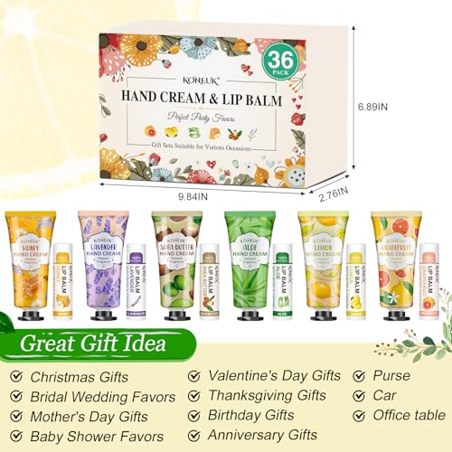 36 Pack Hand Cream Bulk and Lip Balm Bulk Sets, Easter Basket Stuffers, Thank You Gifts and Birthday Gifts with Thank You Card Organza Bags, Mothers Day Gifts, Teacher Gifts, Nurse Gifts