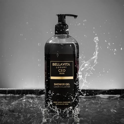 Bella Vita Luxury CEO MAN Body Wash Refreshing Shower Gel for Deep Cleansing, Hydrating & Moisturising Skin with Aloe Vera & Charcoal Powder 500 Ml