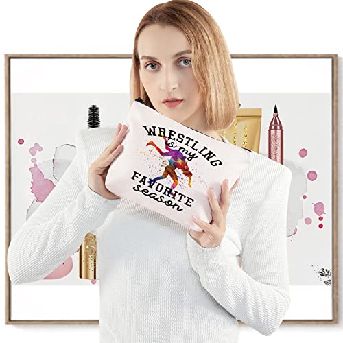 LEVLO Wrestling Sport Cosmetic Make Up Bag - Multicolor Zipper Pouch - Travel Cosmetic Case - Women-Travelers