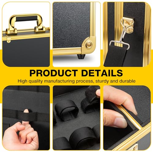 Noverlife Upgraded Large Barber Travel Briefcase, 22x11x5in Portable Barber Carrying Suitcase Salon Case with Code Lock, Gold Barbershop Travel Case Hairdresser Tool Storage Organizer Box for Clipper