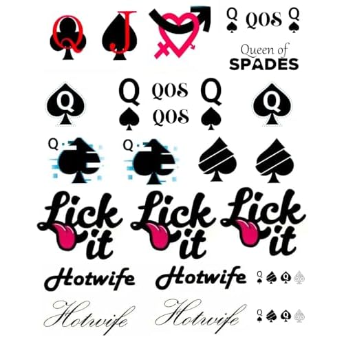 4 Sheets BBC Queen of Spades Temporary Tattoo Sticker Total 81(15X21cm) QOS Hardcore Words Phrases Temporary Tattoos