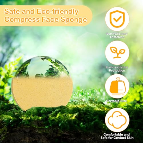 240+1 Count Compressed Facial Sponges, Luxiv Round Face Sponge Professional Compressed Makeup Removal Sponges for Estheticians Wash Face Sponge Compress Exfoliating Spa Pads With Portable Case