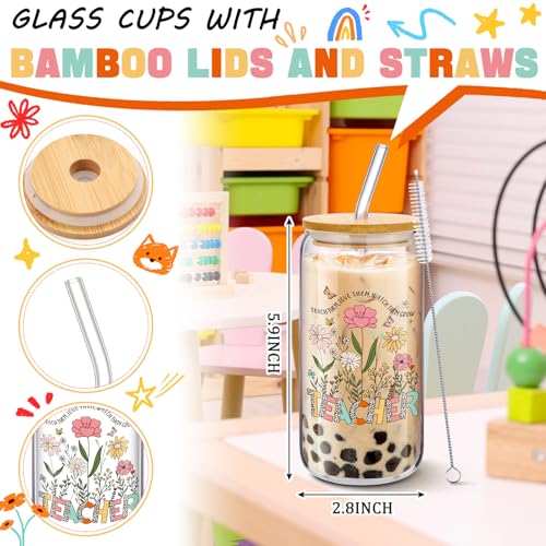 5 Pcs Kindergarten Teacher Gift Kindergarten Teacher Appreciation Gifts Tote Bag Teachers Day Gift Include Tote Bag Glass Cup Acrylic Puzzle Plaque Makeup Bags Scented Candle