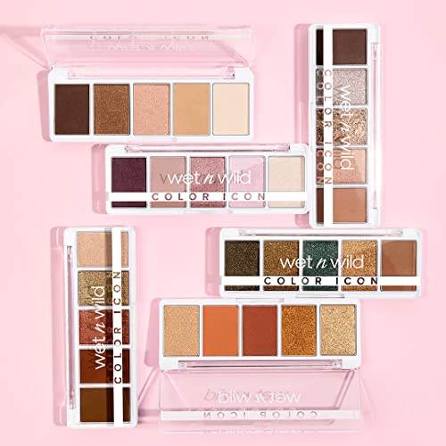 wet n wild Color Icon Eyeshadow Makeup 5 Pan Palette, Matte, Shimmer, Metallic, Long Wearing, Rich Buttery Pigment, Cruelty Free - Walking On Eggshells (Pack of 2)