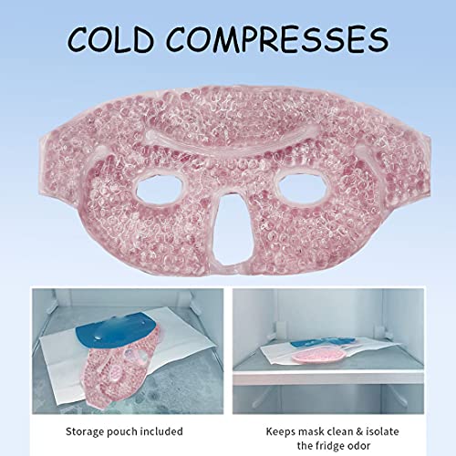 2PCS Ice Face Mask, Cold Hot Gel Face Eye Mask, Ice Mask with Soft Plush for Cooling Freezer Eye Mask for Puffy Eyes, Redness, Headaches, Stress