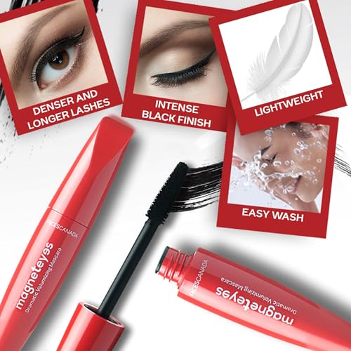 Facescanada Volumizing Mascara | Lightweight Formula with Almond Oil for Nourished, Dense & Fuller Looking Lashes | Smudge Proof, Long Lasting Eye Makeup | 0.32 Fl Oz (9.5ml)