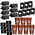 Amylove 7 Sets Groomsmen Gifts Set Wedding Proposal Gift 16 oz Beer Glass Cup Toiletry Bag and Bottle Opener Cap for Best Man PU Leather Cosmetic Bags with Zipper Greeting Card for Wedding(Black)