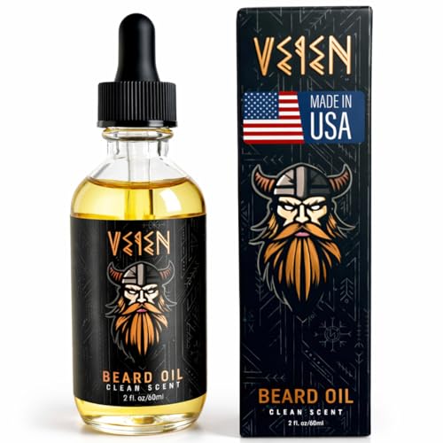 Veien Beard Oil for Men - White Tea Beard Oil for Growth, Softening & Conditioning-Moisurizes Dry Skin, Stops Beard Itch & Dandruff-Premium Mens Beard Conditioner & Grooming Oil-Made in USA -2oz