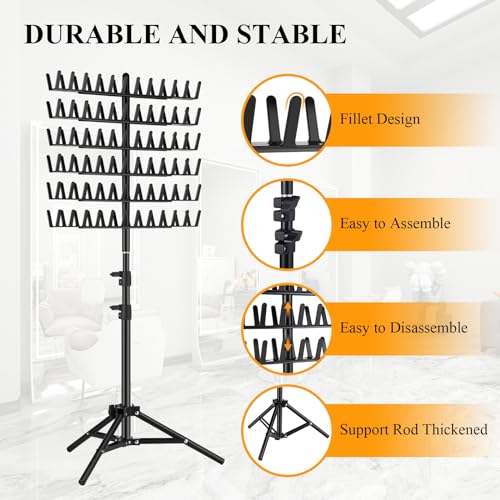 JANMPASK Braiding Hair Rack Height Adjustable 144 Pegs Braiding Rack Hair Extension Holder with Hair Braiding Tools Hair Divider Rack for Braiding Hair Separator Stand (black)
