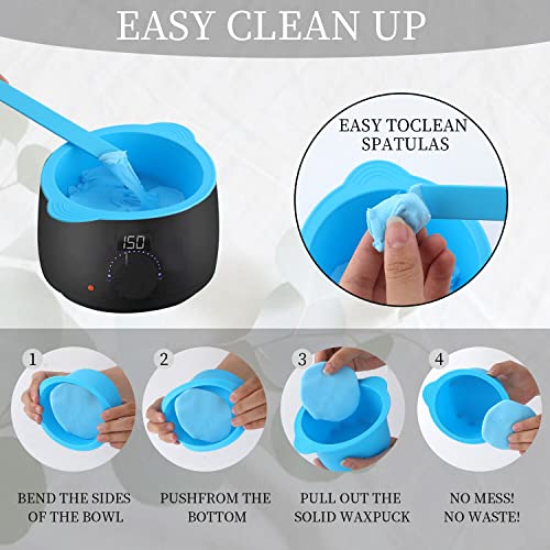 Electric Waxing Kit, Wax Warmer Silicone Liner for Tress Wellness Compatible with 16oz Waxing Kit Melting Wax Bowl for Tress Wellness Wax Warmer or for BLITZWAX Wax Warmer (Blue, Red)
