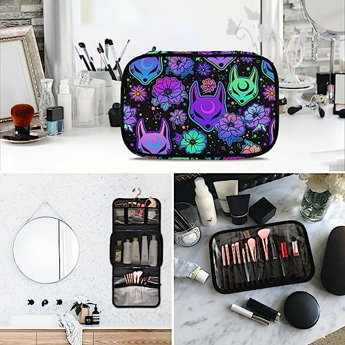 MNSRUU 3 PCS Toiletry Bag, Magic Fox with Camellia Hanging Makeup bag for Toiletries Travel Toiletry Organizer Bags Portable Clear Toiletry Kit