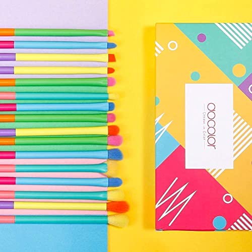 Docolor 16Piece Colorful Eye Makeup Brushes Set + 34 Colors Tropical Eeyshadow Palette Christmas Gift Premium Eye Blending Synthetic Eyeshadow Brushes Set