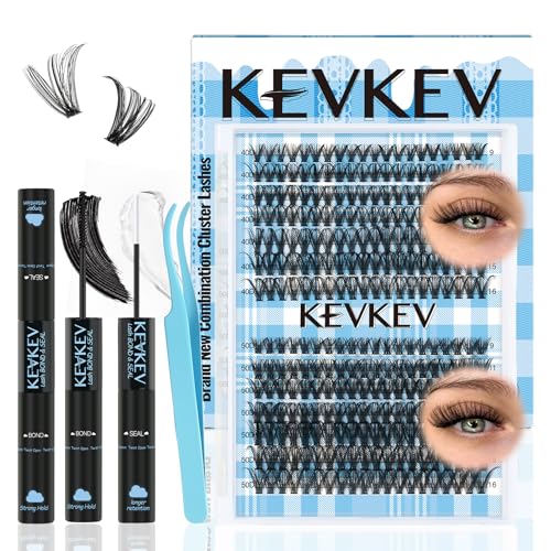 Lash Extension Kit 280Pcs Lash Clusters 40D+50D Eyelash Clusters Kit Individual Lashes With Lash Bond and Seal Tweezers For DIY Lashes (40D+50D,9-16mm)