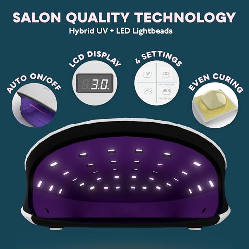 SUNUV SUN4 48W UV LED Nail Lamp, 15ml Top and Base Coat Gel Polish Set Home and Salon Use