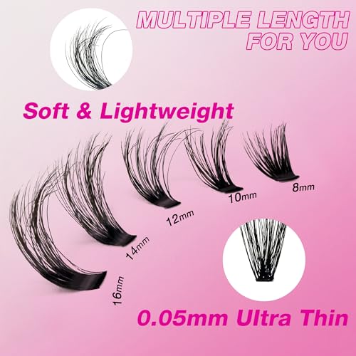 VEYESBEAUTY Lash Clusters UltraVolume Individual Lash Extensions One More+ 3D Layered DIY False Eyelash Tray 30D+40D Volume Cluster Lashes for Self Application at Home