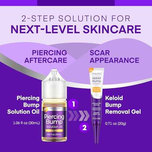 Piercing & Keloid Bump Solution Oil & Gel Kit, Piercing Aftercare Treatment Piercing Bump Solution Aftercare Oil (30 mL) + Keloid Bump Removal Gel (20 g) (0.71 oz (20g))