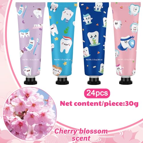 Loopeer 24 Pcs Dental Assistant Week Gifts Bulk Dental Hygienist Appreciation Teeth Themed Hand Creams Travel Size Mini Hand Lotion Thank You Gifts for World Oral Health Day (Teeth Theme)