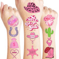 Cowgirl Temporary Tattoos Birthday Party Supplies Decorations 96PCS Tattoos Stickers Super Cute Party Favors Kids Boys Girls Gifts Ideas Classroom School Prizes Themed, Pink (Version 1)
