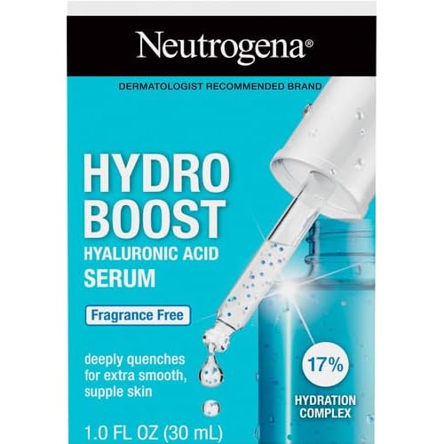 Neutrogena Hydro Boost Hyaluronic Acid Serum for Face & Neck,Lightweight Daily Hydrating Serum with Hyaluronic Acid for Dry Skin,Oil-Free,Non-Comedogenic,Fragrance-Free,1 fl. oz,(Pack of 2)