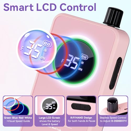 Makartt Rechargeable Nail Drill ? 35000RPM Electric Nail File,Portable E File for Gel Nail Shaping & Removal, Quiet, Lightweight, 6H Battery, Easy to Use for Home & Salon, YEEYAN